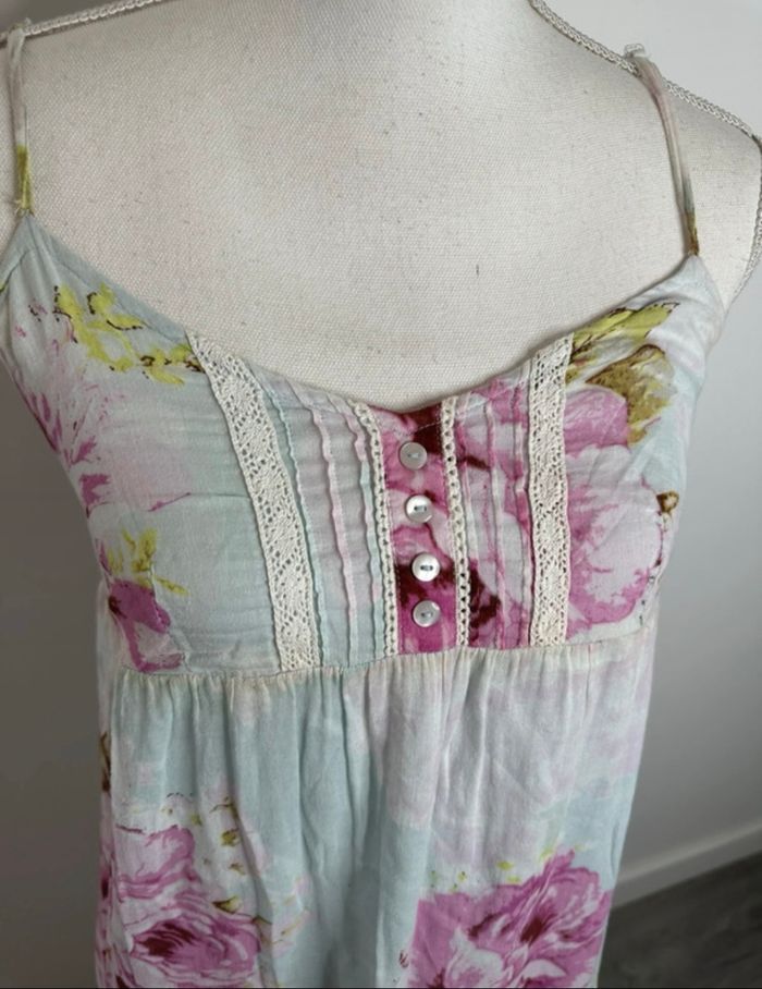 Robe longue à fleurs pastel bleu clair pastel et rose Ellos T36 S - photo numéro 2