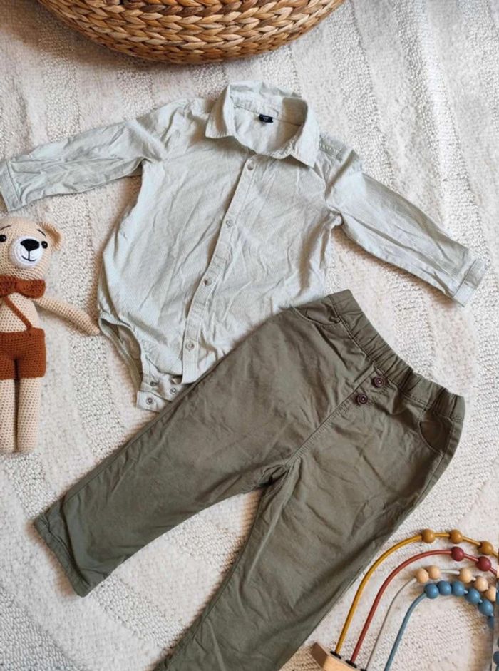 Ensemble body chemise rayé Kiabi et pantalon tao