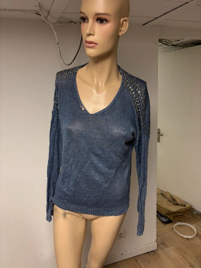 Pull Gérard Darel Femme - Col V - Maille Bleue - Taille M - photo numéro 2
