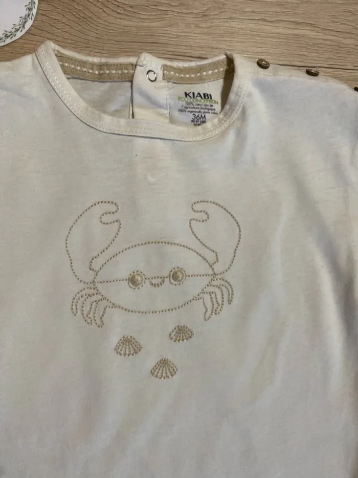 Tee-shirt manche courte crème motif crabe garçon 36 mois Kiabi - photo numéro 2