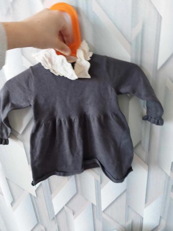 robe col claudine grise avec collant