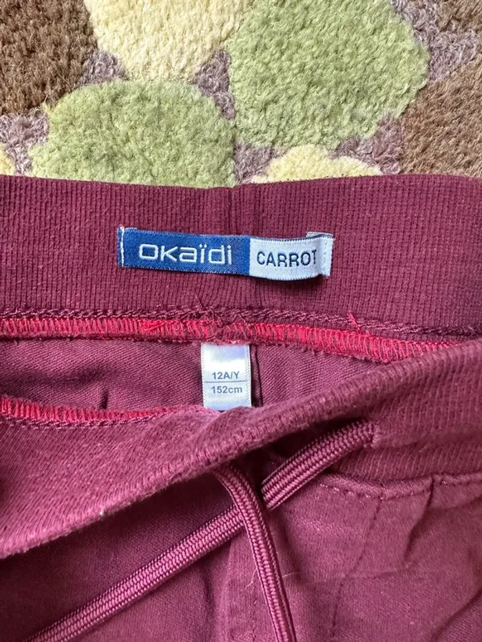 Pantalon carrot okaidi garçon rouge bordeaux - photo numéro 3