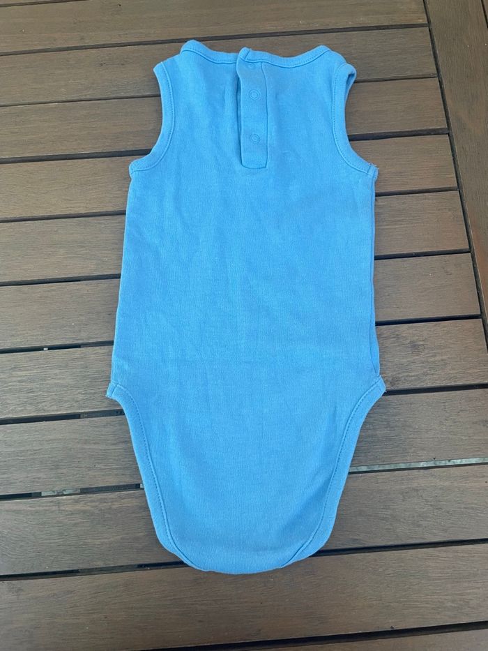 Lot 3 bodies bébé sans manches – bleu, blanc & motifs marins – 12 mois - photo numéro 9