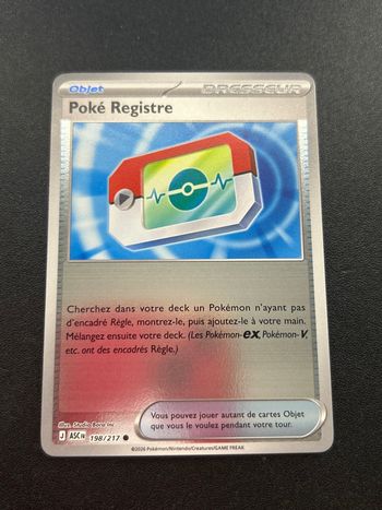 Carte Pokémon Poke Registre reverse 198/217 série Héros transcendants 