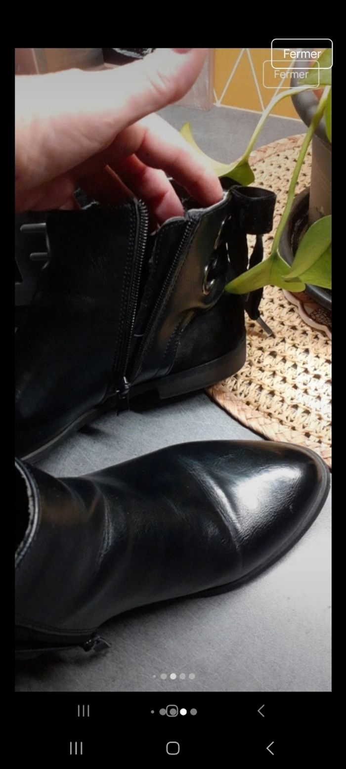 Très jolie bottines noir à nœud velours au talon - photo numéro 8