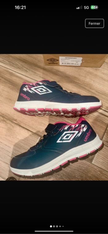 Baskets fille marine et fuschia , à scratch, 32, Umbro