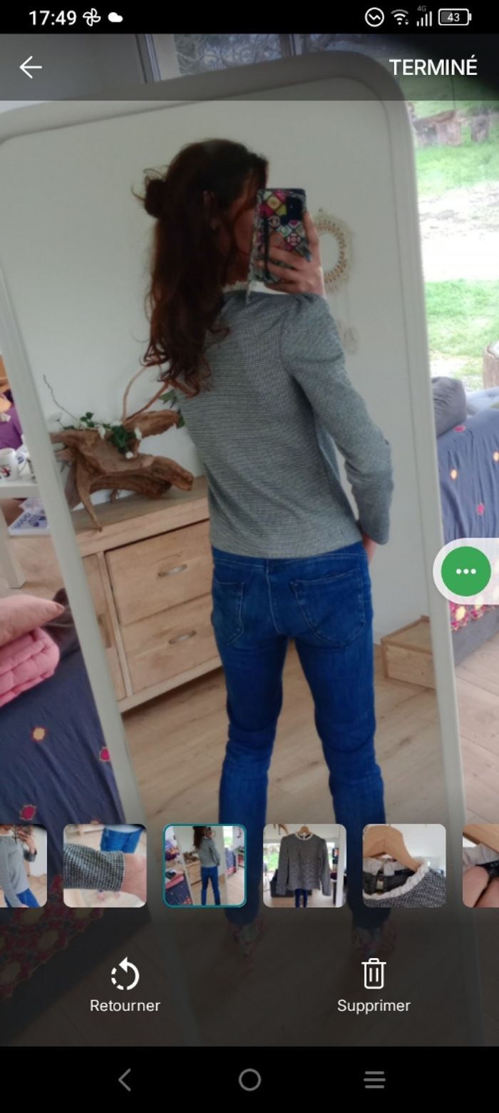 Aux femmes XS motif pied de poule col volanté c79 - photo numéro 4