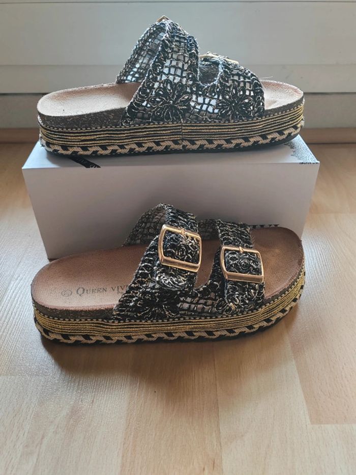 Mules confort noir doré taille 37 - photo numéro 2