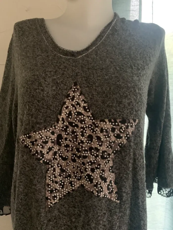 Robe col V grise taille 38 manches Longues - photo numéro 3