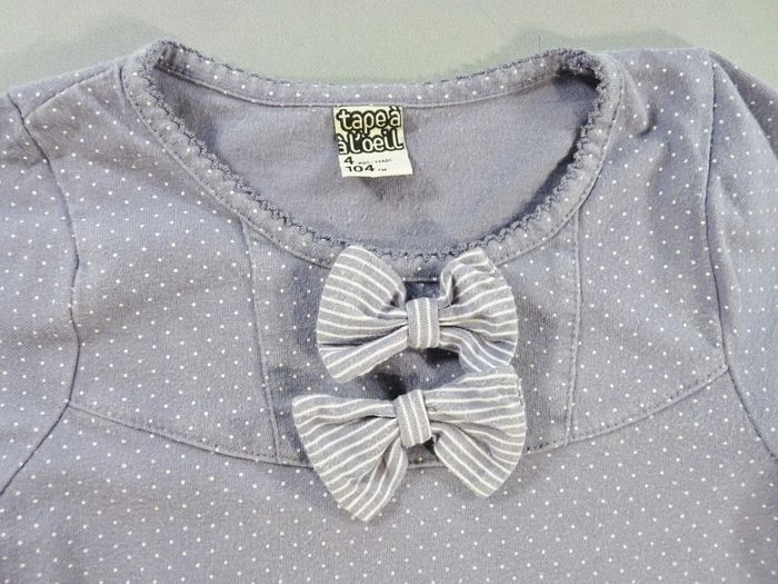 Tee-shirt manches longues jean violet pois Tape À L'oeil 4 ans 104 cm fille - photo numéro 2