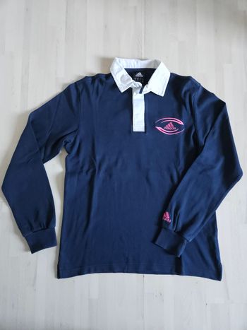 Polo t-shirt manches longues pour homme
Marque adidas en taille S.
Couleur bleu marine et rose
Parfait état