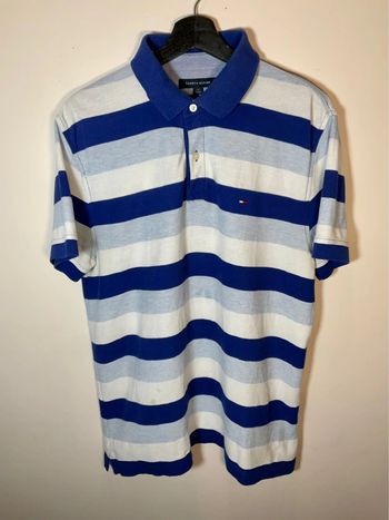 Polo bleu roy rayé bleu ciel et blanc pour homme Tommy Hilfiger taille L 305