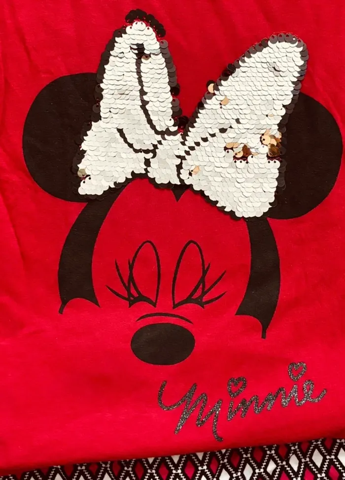 Ensemble rentrée fille 6 ans – T-shirt Minnie Mouse Disney sequins + jupe patineuse - photo numéro 2