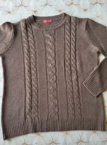 Pull  marron  en maille  Hiver  Femme taille  46/48 très  bon  état  Tissaia