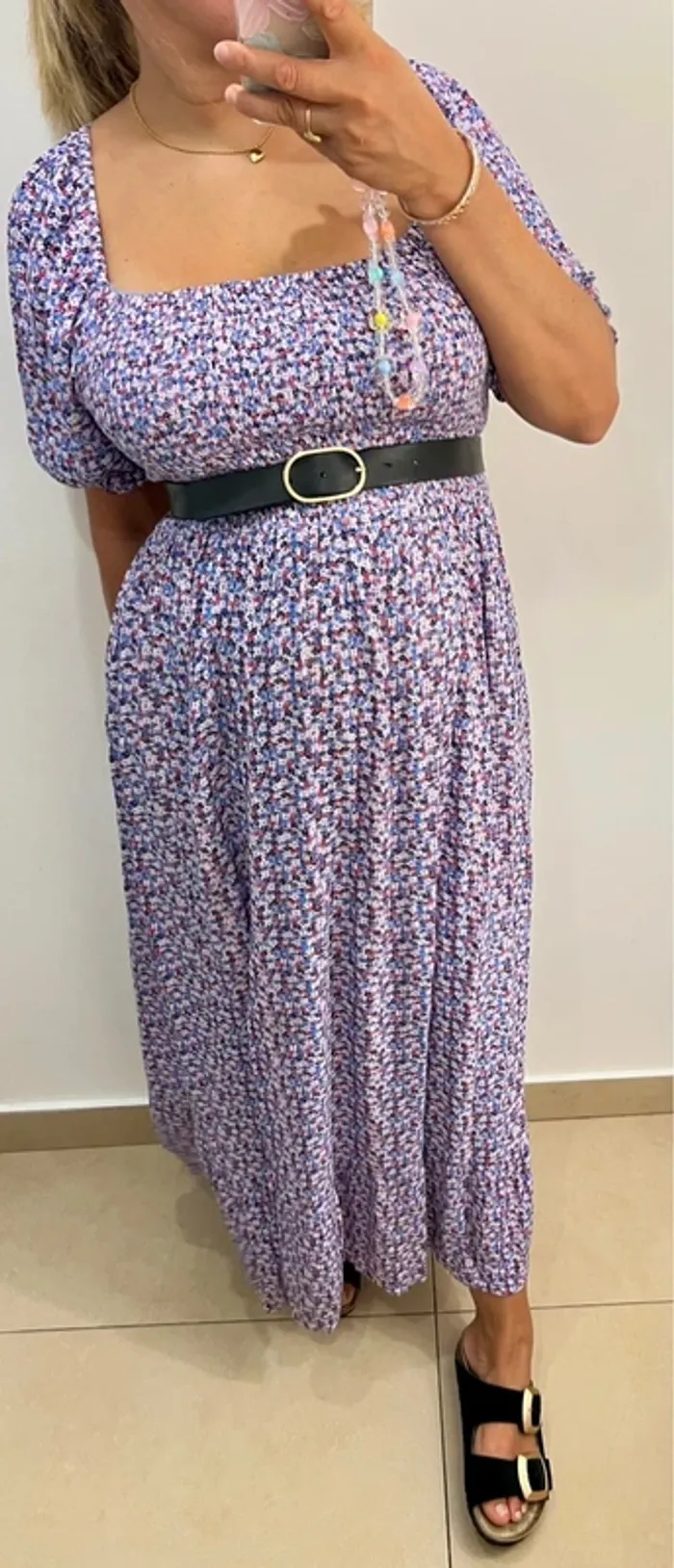 Robe longue floral fendu Taille M - photo numéro 3