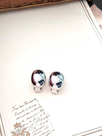 Magnifique paire de boucles d'oreilles à clip couleur argenté