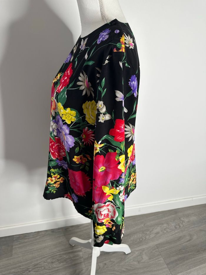 Blouse à fleurs noire et multicolore Gérard Pasquier Vintage T40 L - photo numéro 4