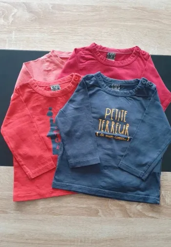 Lot de 4 tee-shirts manches longues 9 mois