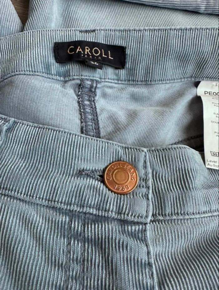 Pantalon Caroll velours côtelé taille 36 bleu ciel