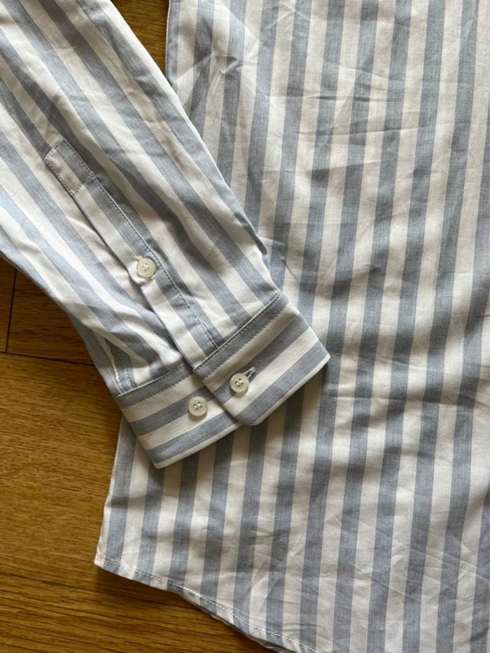 👔 Chemise homme classique blanche rayée bleu Ikks – Taille L coupe slim coton – Très bon état - photo numéro 3