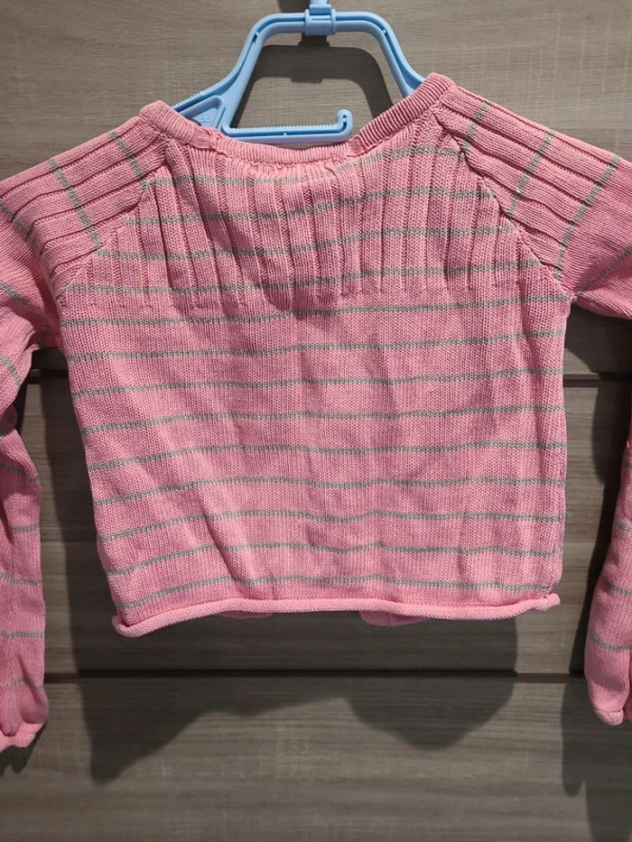 Gilet rose à rayures, taille 8 ans - photo numéro 3