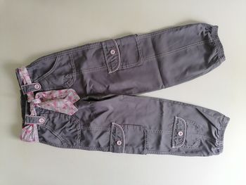 Pantalon fille gris et rose multipoches