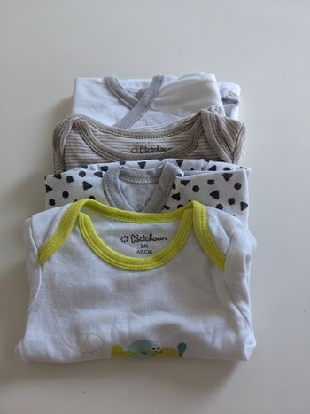 Lot de 4 body manches longues - 3 mois