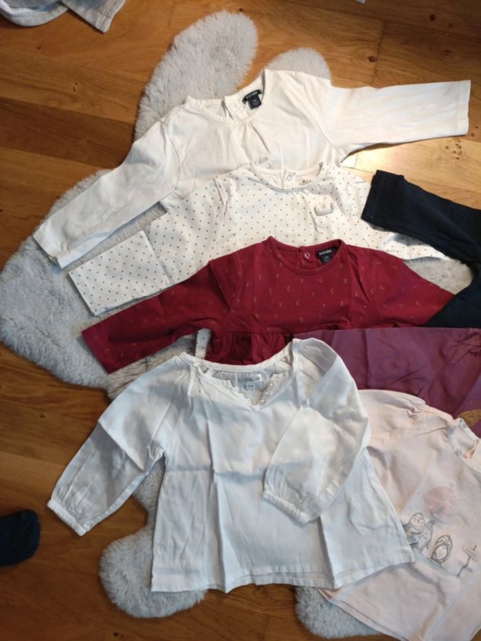 Lot 7 t shirts manche longue 12 mois fille - photo numéro 3