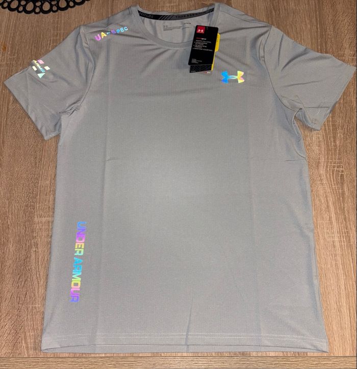 T-shirt under armour gris fluorescent