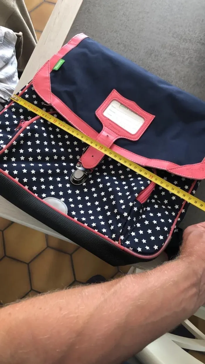 Cartable et trousse Tann's officiel bleu marine et rose - photo numéro 9