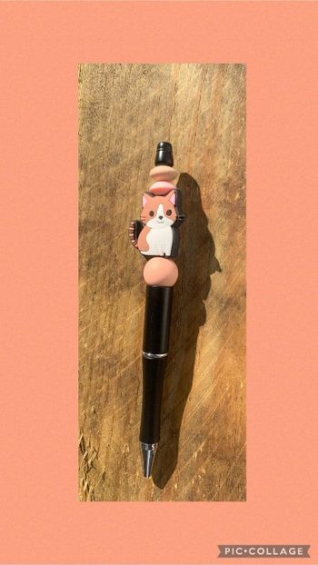 Stylo personnalisé chat 🐈 avec des perles en silicone