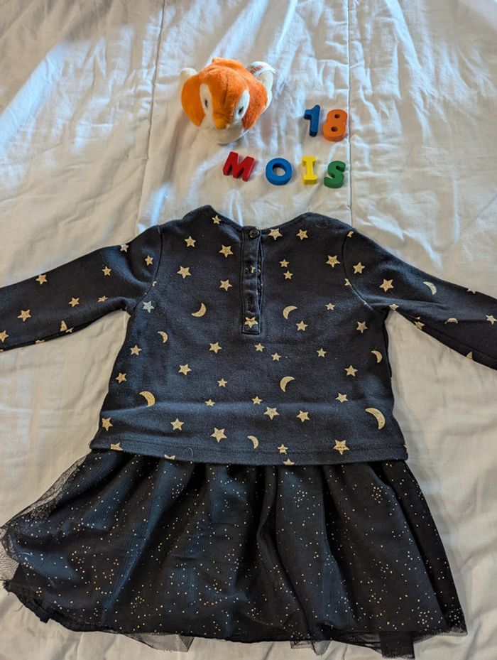 Robe manches longues lune et étoiles - 18 mois - photo numéro 2