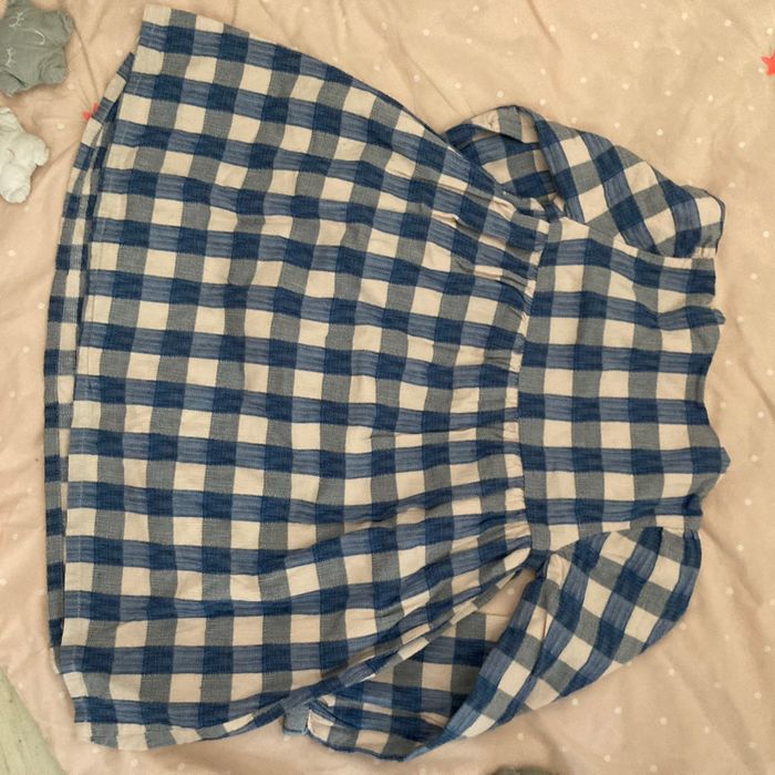 Robe à carreaux bleu et beigne - photo numéro 3