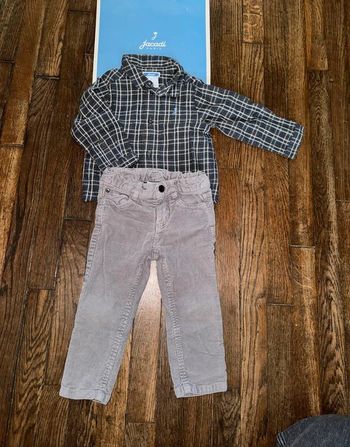 chemise et pantalon velour Jacadi 18 mois