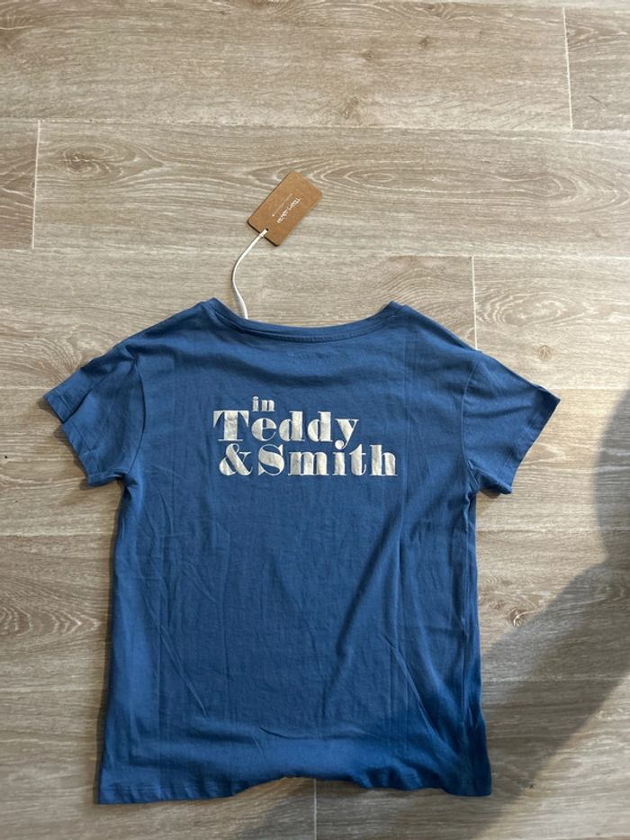 T-shirt bleu argenté recto verso fille Teddy Smith 10 ans - photo numéro 3