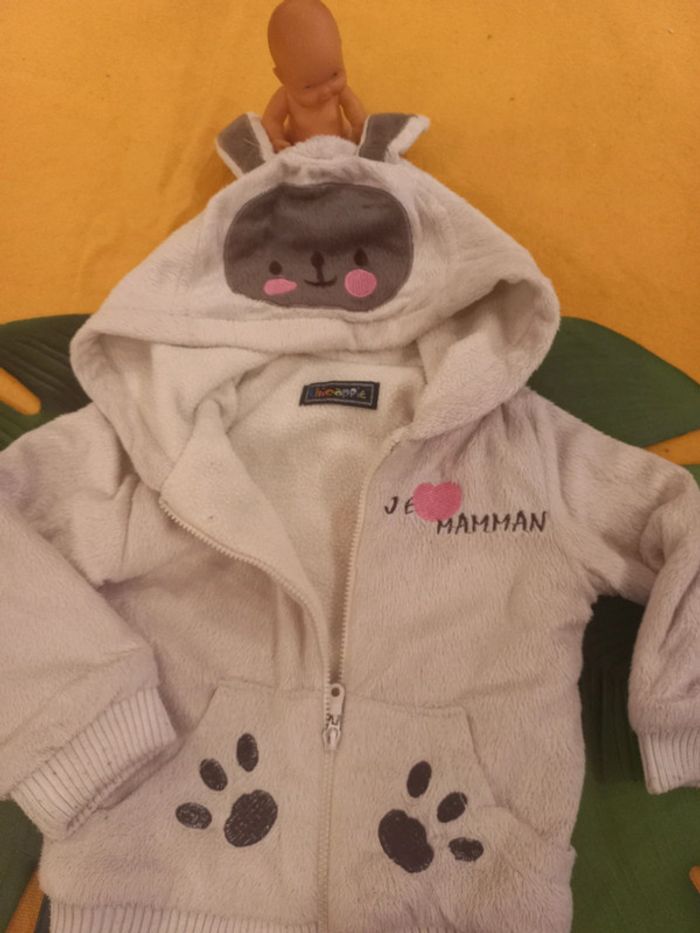 Pull capuche ou veste zip très chaud lapin 12-18 mois - photo numéro 2