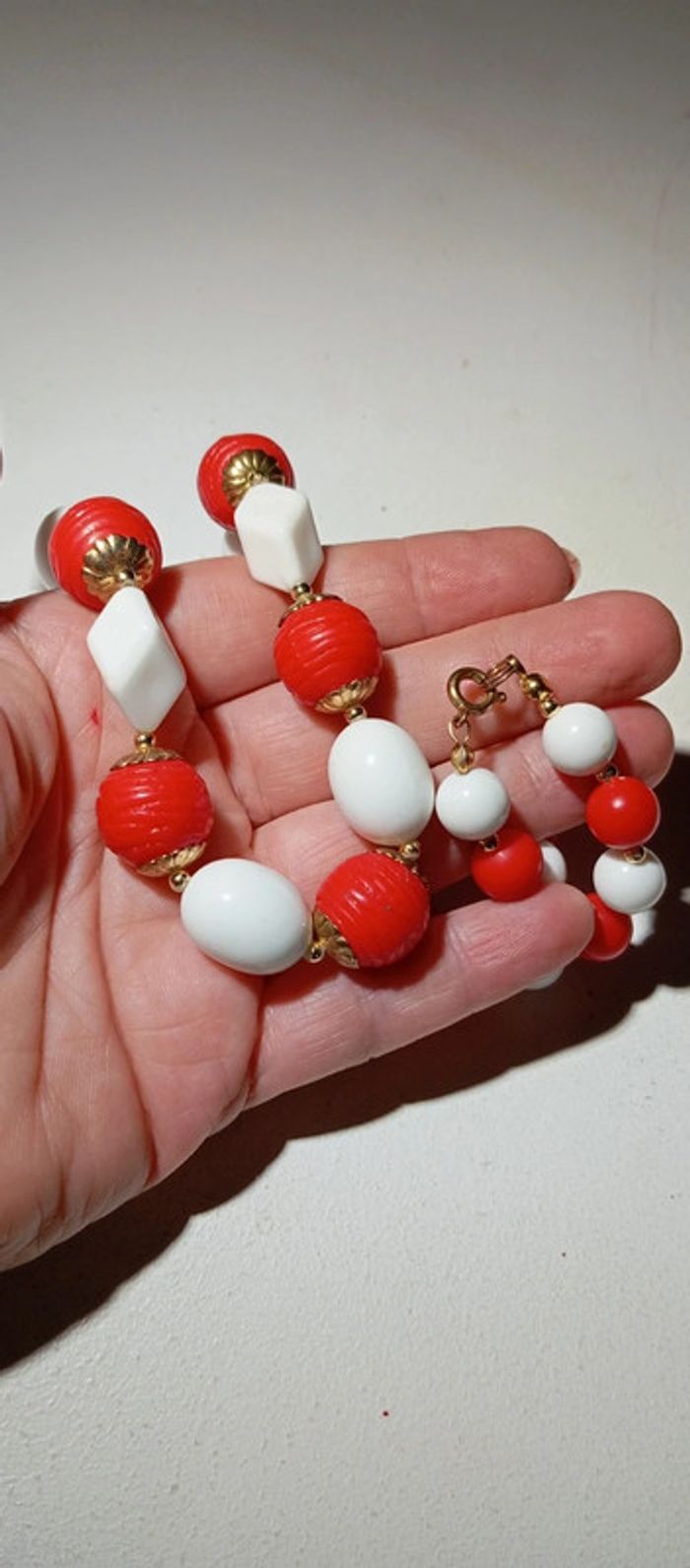 Collier vintage rouge et blanc - photo numéro 7