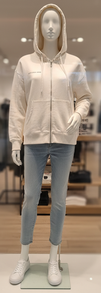 Sweat à Capuche Zippé Crème AMISU - Style Oversize Décontracté