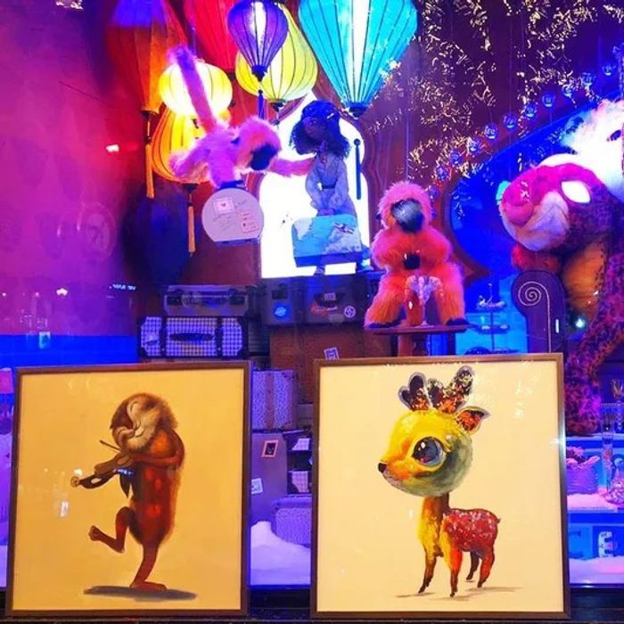 Tableaux peints à la main avec cadre et protection en plexiglass