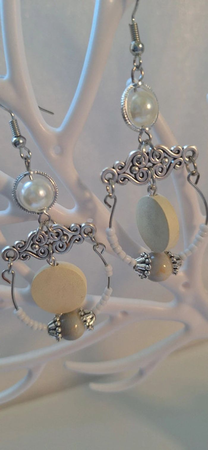 Boucles d’oreilles fait main pendantes bohèmes - photo numéro 2