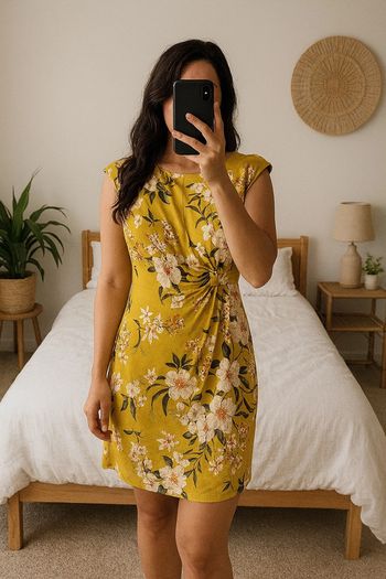 Robe jaune à fleurs Jacqueline Riu – Taille 38 (