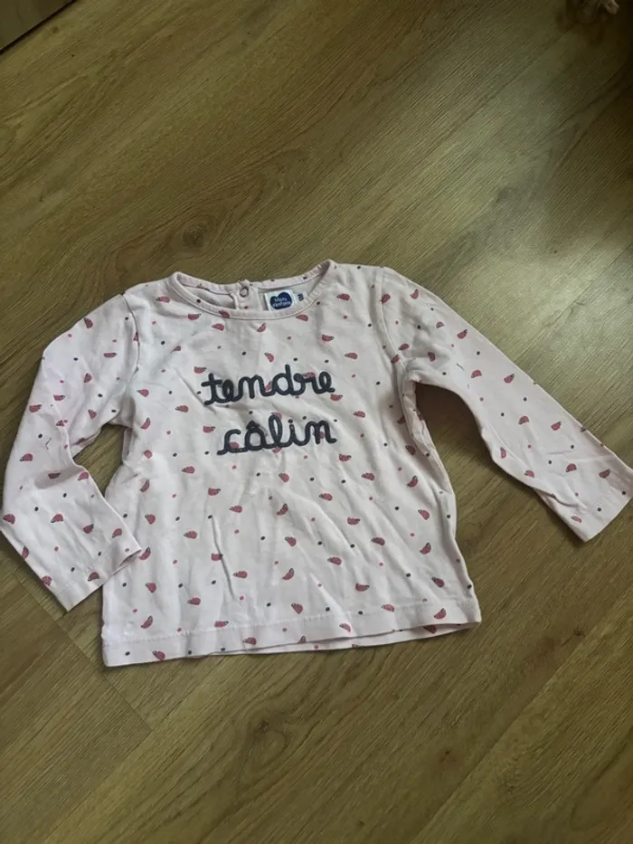 T-shirt rose coccinelles Mots d’enfants