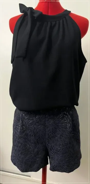 Combishort dos nu noeud noir et bleu NafNaf