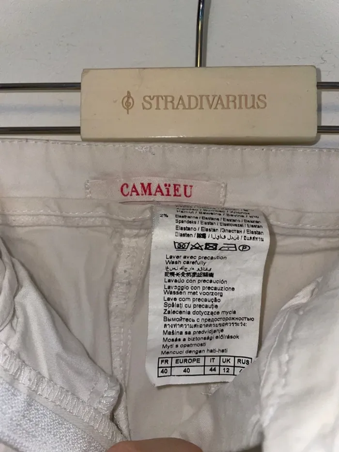 Pantacourt blanc Camaïeu 40 - photo numéro 3