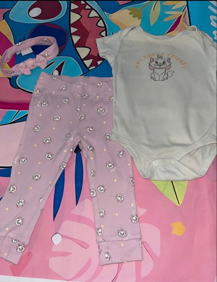Ensemble 3 pièces Disney Marie 18 mois - body, legging et bandeau assorti - photo numéro 4