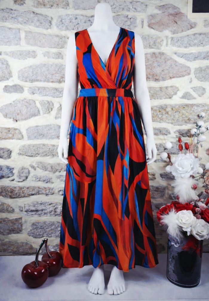 Robe longue flamme vibrante multicolore Femme taille 54 marque Boohoo 🌺