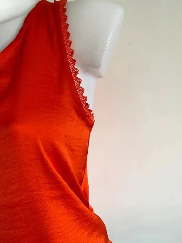Débardeur orange satiné uni femme T 38/M - photo numéro 3