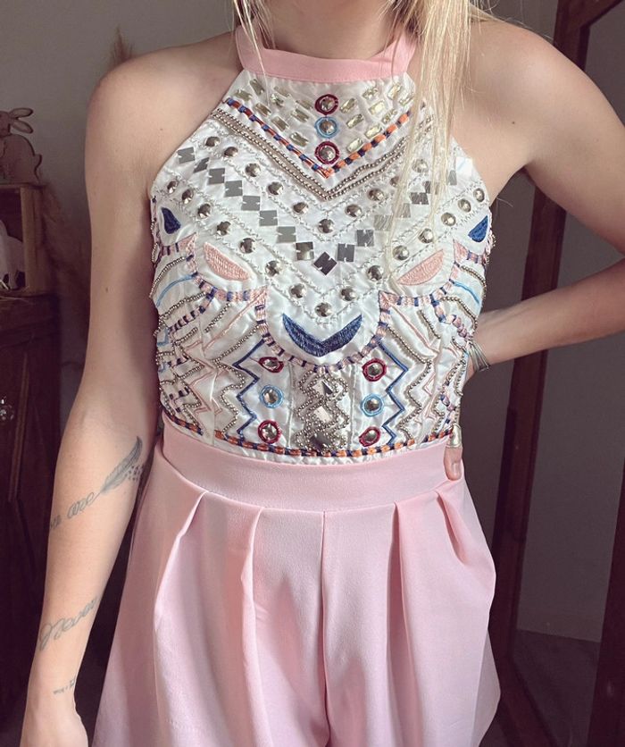 Combinaison short / combishort rose et multicolore neuve - photo numéro 2