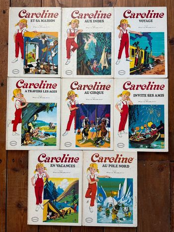 BE - Lot de 8 livres Caroline bd Grands albums Hachette anciens vintage blanc