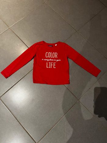 T shirt manches longues - Okaidi - Color is everywhere in your life - Rouge - 6 ans